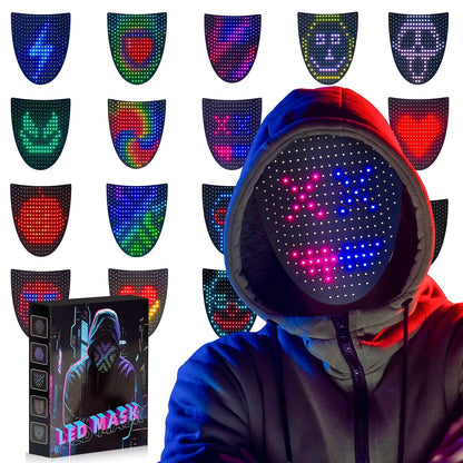 LED mask Halloween luminous mask -284 lamp beads gesture sensing face changing mask party carnival props