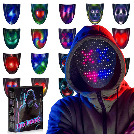 LED mask Halloween luminous mask -284 lamp beads gesture sensing face changing mask party carnival props