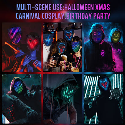 LED mask Halloween luminous mask -284 lamp beads gesture sensing face changing mask party carnival props