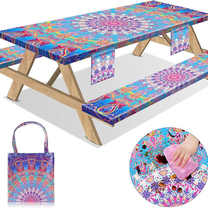 Outdoor picnic table three-piece set waterproof, oil-proof and stain-resistant table and chair covers
