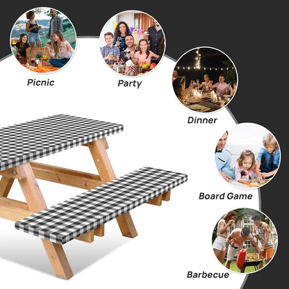 Outdoor picnic table three-piece set waterproof, oil-proof and stain-resistant table and chair covers