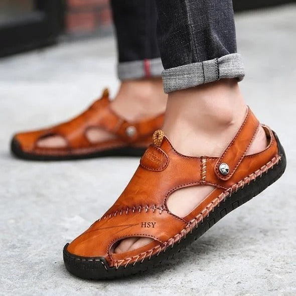 Large Size Soft Leather Men's Breathable Outdoor Sandals