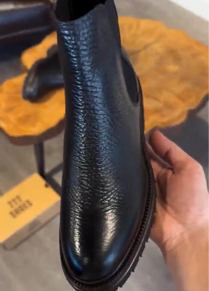 Genuine Leather Fine Textured Tall Men's Boots