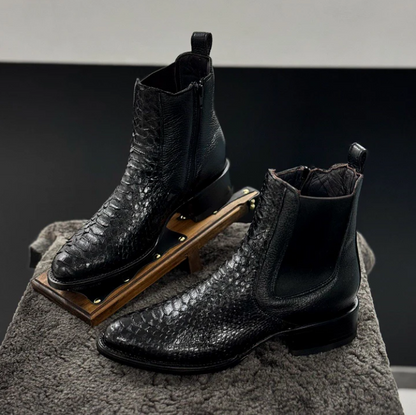 Leather Scale Textured Boots