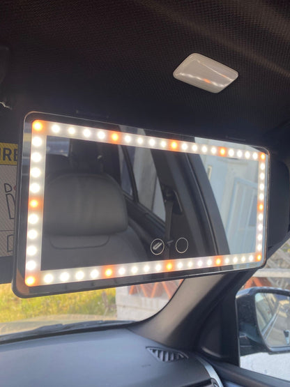 LED car makeup mirror with light touch