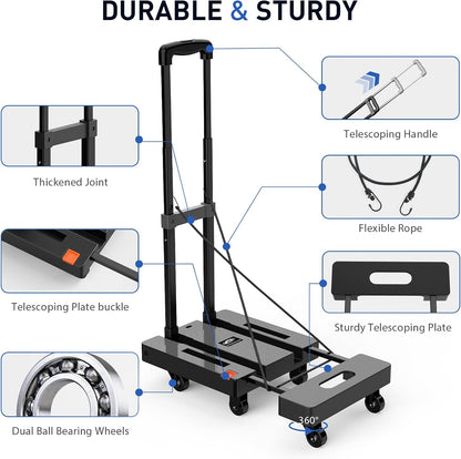 Folding Trolley, 500 lb Heavy Duty Luggage Trolley