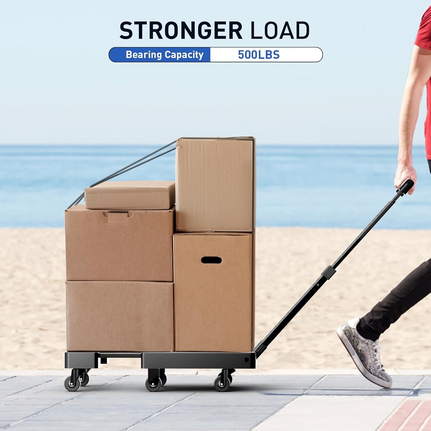 Folding Trolley, 500 lb Heavy Duty Luggage Trolley