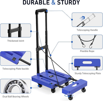 Folding Trolley, 500 lb Heavy Duty Luggage Trolley