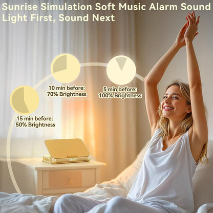 Reading Light Sunrise Alarm Clock Wireless Charging Bluetooth Speaker