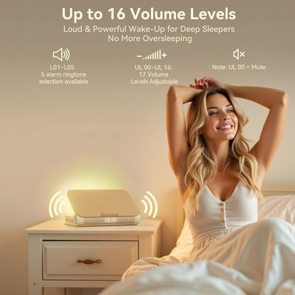 Reading Light Sunrise Alarm Clock Wireless Charging Bluetooth Speaker