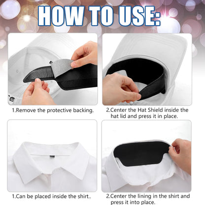 100 Pcs Hat Sweat Liner Shields Absorbing Pad Prevents Stains Protector Bands for Baseball Golf Cap Men Women