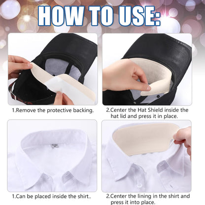 100 Pcs Hat Sweat Liner Shields Absorbing Pad Prevents Stains Protector Bands for Baseball Golf Cap Men Women