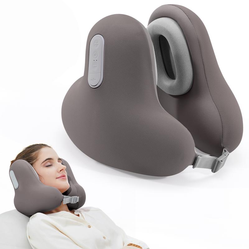 Travel Neck Pillow with Bluetooth Headset, Memory Foam Airplane Pillow for Head Support, Ergonomic Design Traveling Music Pillow for Home, Flight, Car