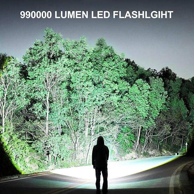 Rechargeable LED Flashlights High Lumens, 90,000 Lumens Super Bright Flashlights with 5 Modes, Waterproof Powerful Flash Light Multifunctional Flashlights for Home Camping Hiking(2 Pack)