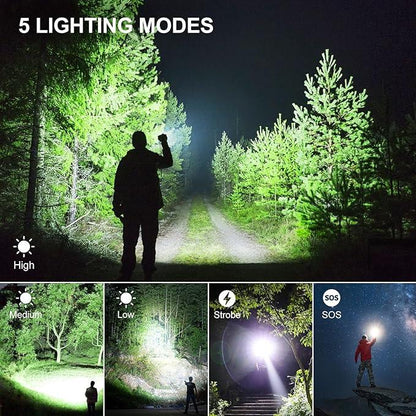 Rechargeable LED Flashlights High Lumens, 90,000 Lumens Super Bright Flashlights with 5 Modes, Waterproof Powerful Flash Light Multifunctional Flashlights for Home Camping Hiking(2 Pack)