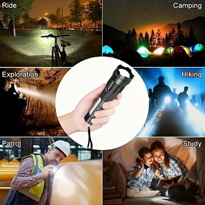 Rechargeable LED Flashlights High Lumens, 90,000 Lumens Super Bright Flashlights with 5 Modes, Waterproof Powerful Flash Light Multifunctional Flashlights for Home Camping Hiking(2 Pack)