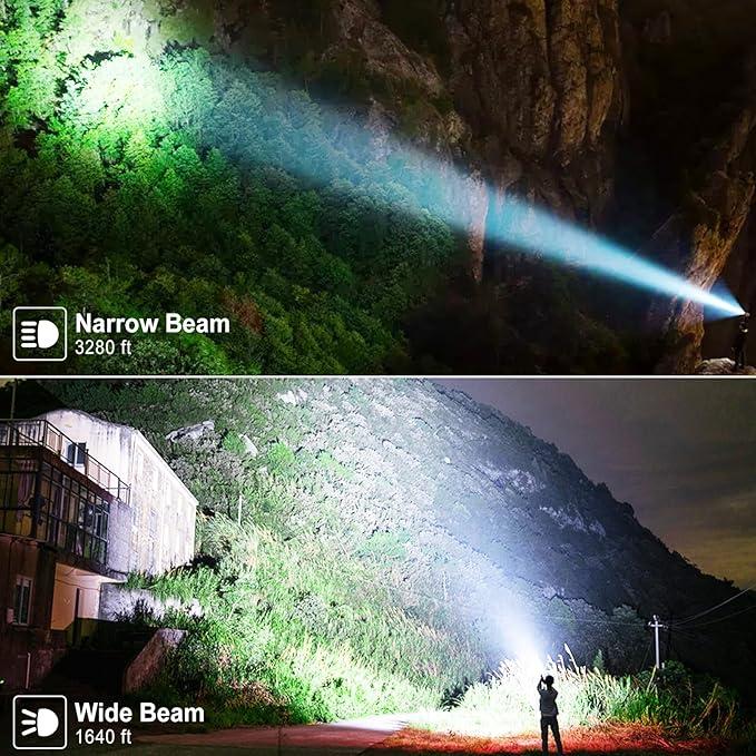 Rechargeable LED Flashlights High Lumens, 90,000 Lumens Super Bright Flashlights with 5 Modes, Waterproof Powerful Flash Light Multifunctional Flashlights for Home Camping Hiking(2 Pack)