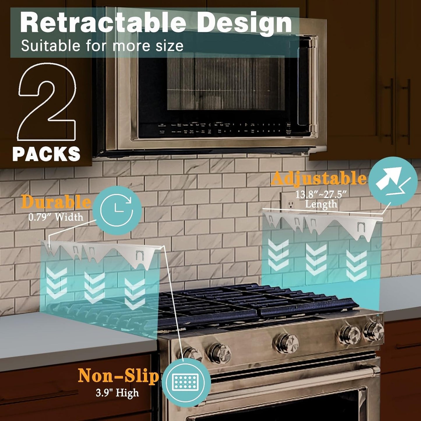 2 pieces Stove Gap Covers Stainless Steel