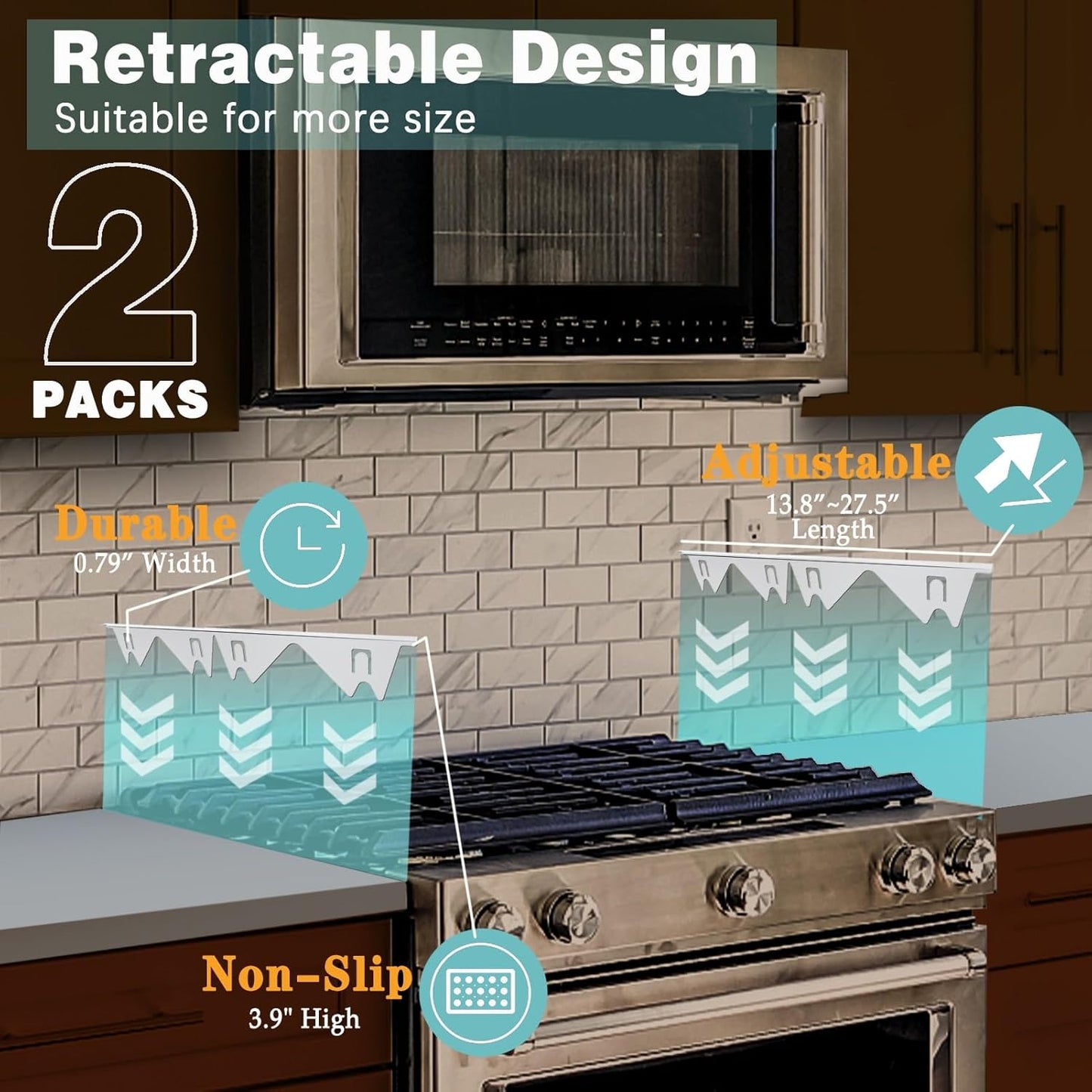 2 pieces Stove Gap Covers Stainless Steel