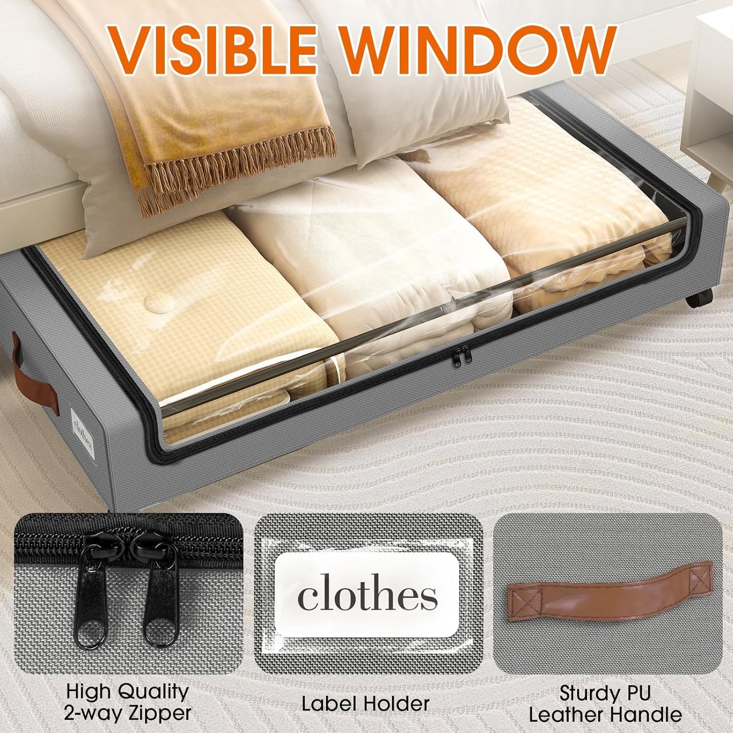 2-piece under bed storage box with wheels