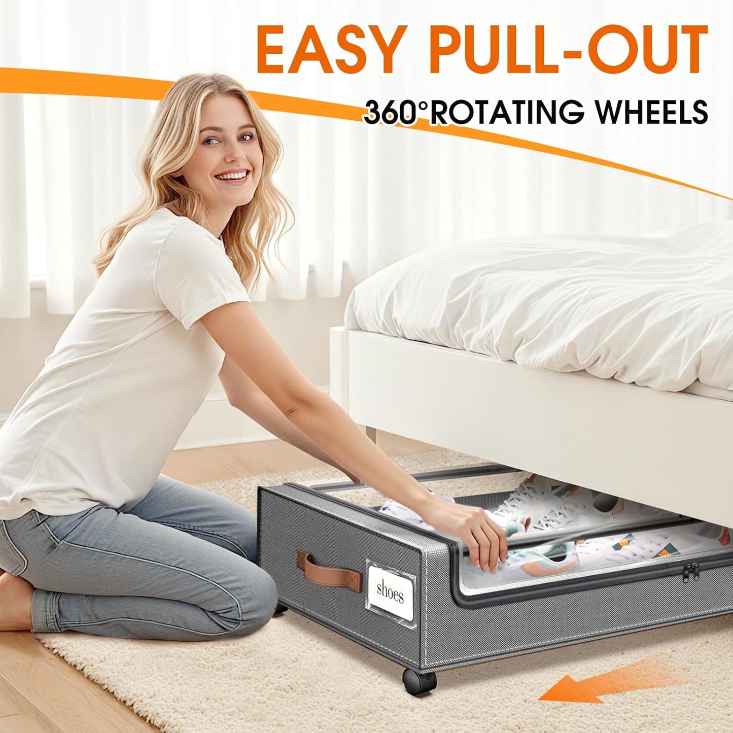 2-piece under bed storage box with wheels