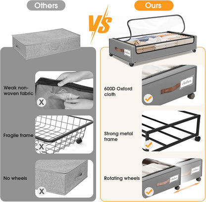 2-piece under bed storage box with wheels