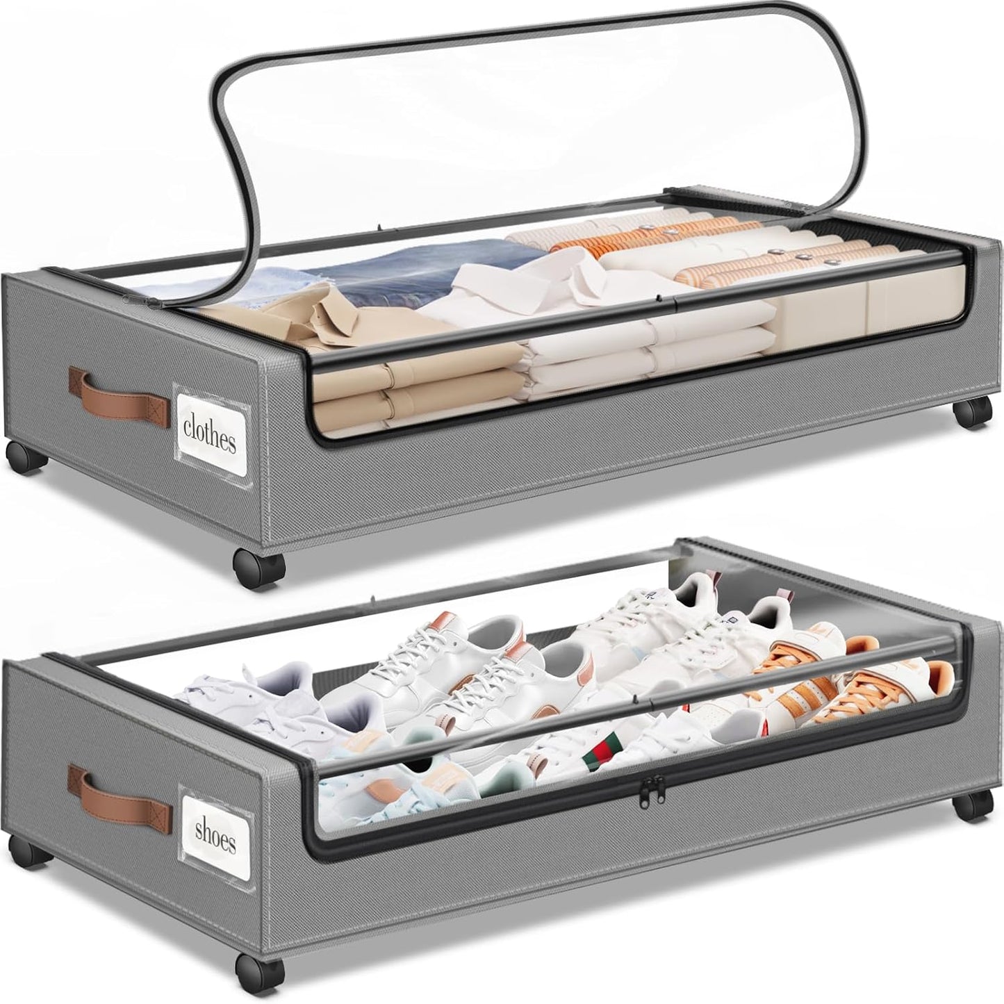 2-piece under bed storage box with wheels