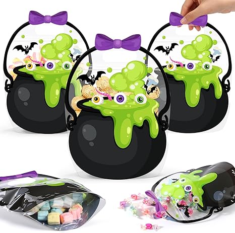 🔥Last Day 50% OFF - Fuutreo 50 Pcs/100PCS Halloween Favor Bags Transparent Pumpkin Sealed Pouches🍬