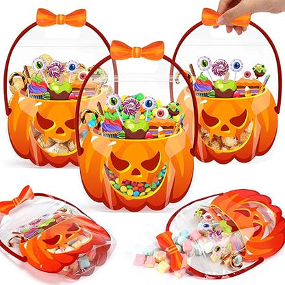 🔥Last Day 50% OFF - Fuutreo 50 Pcs/100PCS Halloween Favor Bags Transparent Pumpkin Sealed Pouches🍬