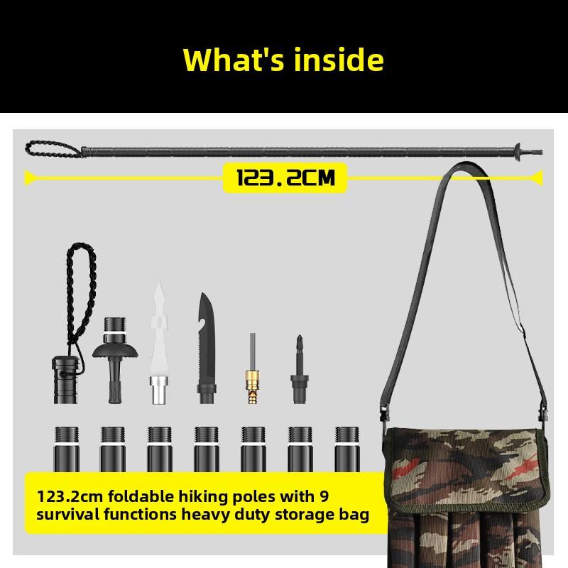 7-in-1 Tactical Trekking Pole - Retractable, Foldable, Multifunctional