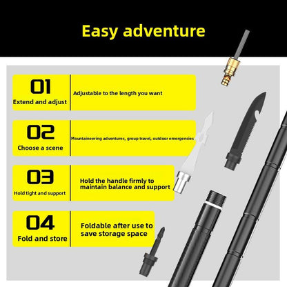 7-in-1 Tactical Trekking Pole - Retractable, Foldable, Multifunctional