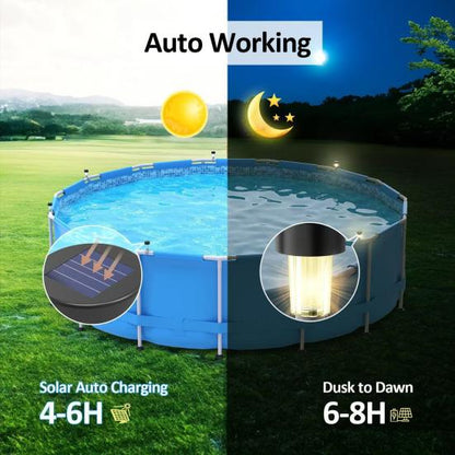 Solar Powered Waterproof Above Ground Pool Fence Lights Warm White Light Outdoor Framed Swimming Pool Fence Decorative LED Lights