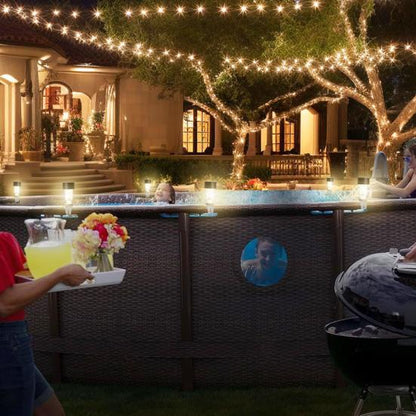 Solar Powered Waterproof Above Ground Pool Fence Lights Warm White Light Outdoor Framed Swimming Pool Fence Decorative LED Lights