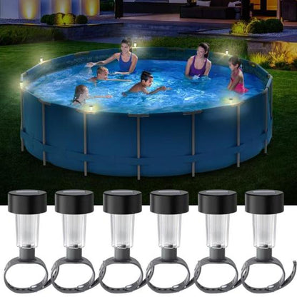 Solar Powered Waterproof Above Ground Pool Fence Lights Warm White Light Outdoor Framed Swimming Pool Fence Decorative LED Lights