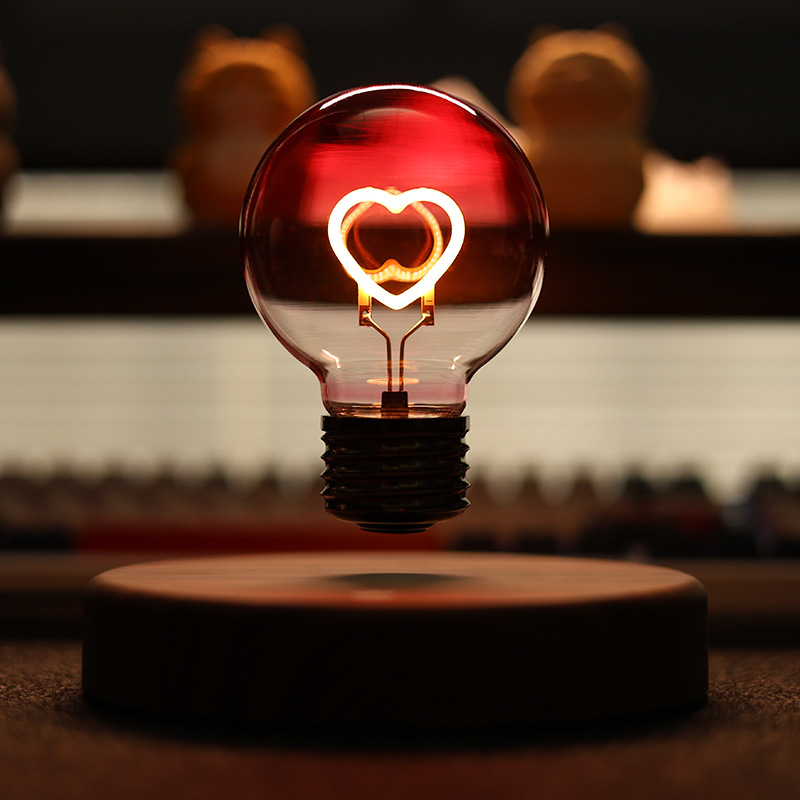 Magnetic Levitating Heart-Shaped Bulb Romantic Floating Light