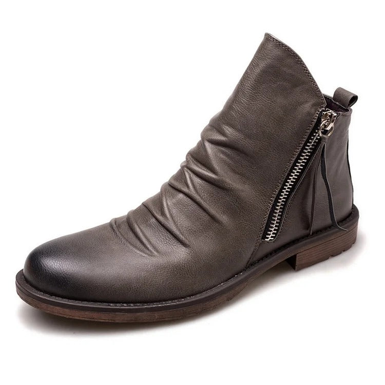 Men's Vintage Zipper Ankle Boots