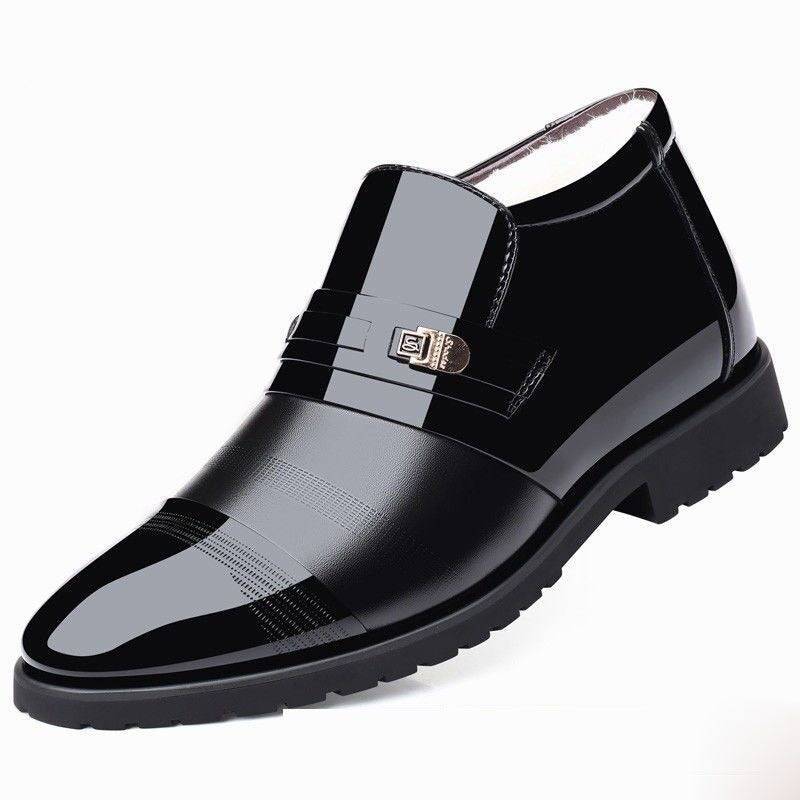 Fall and winter glossy business leather shoes