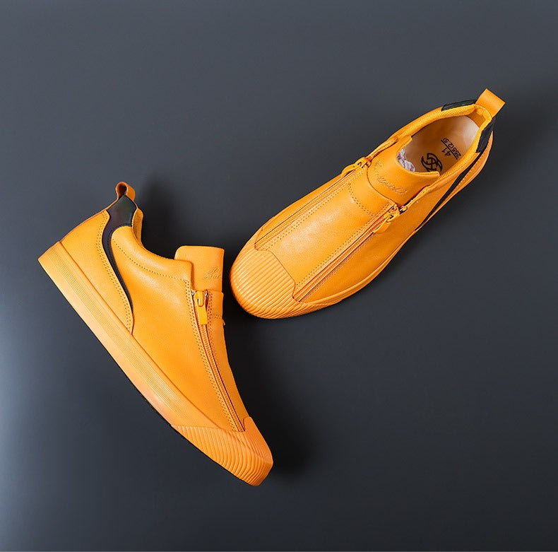 Leather waterproof zipper travel shoes