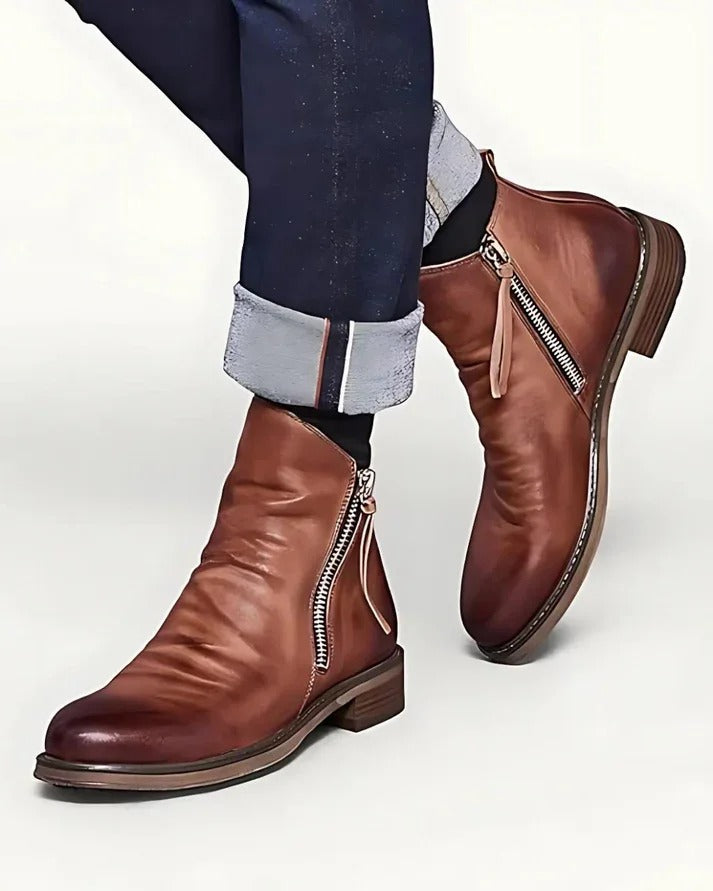 Men's Vintage Zipper Ankle Boots