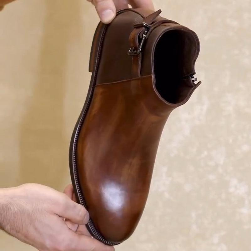 Gentleman's Martin Boots with High-Profile Side Zipper