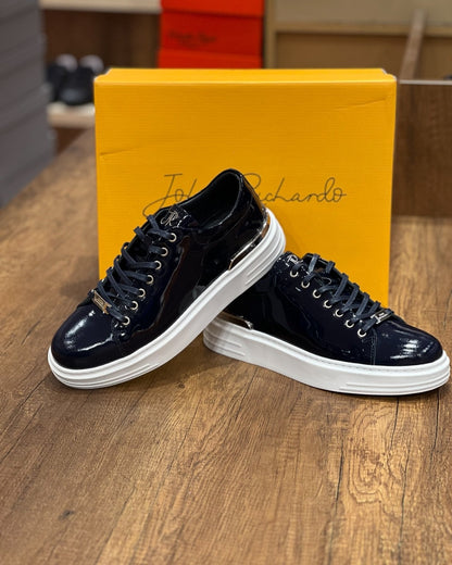 ✅High -quality Dedication✅Men's Classic Navy Patent Leather Sports Casual Shoes