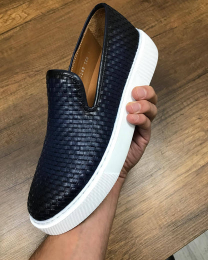 ✅High -quality Dedication✅Men's New Woven Genuine Leather Slip-on Casual Shoes