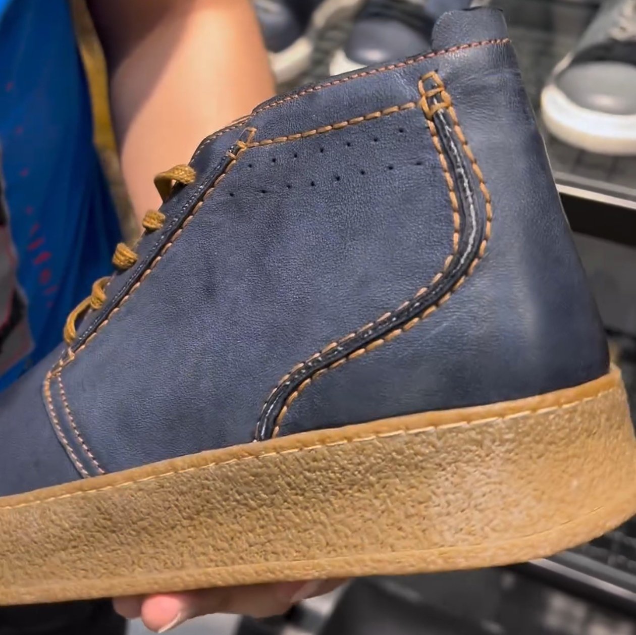 ✅High -quality Dedication✅Men's New Blue Genuine Leather High Top Casual Shoes