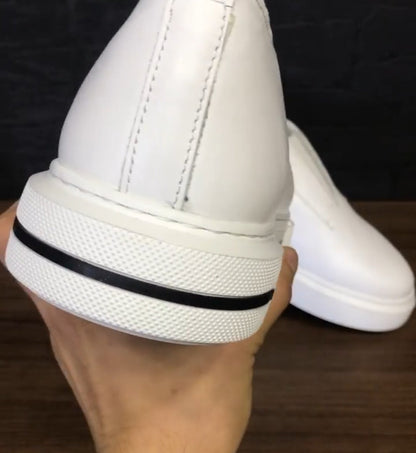 ✅High -quality Dedication✅Men's Classic White Genuine Leather Slip-On Casual Shoes