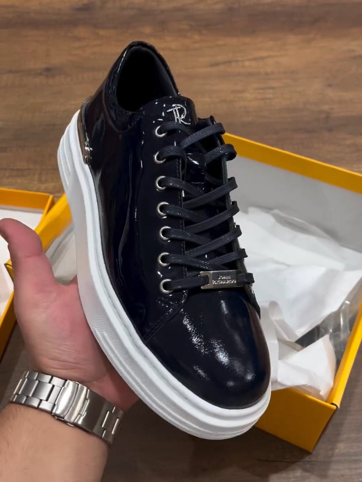 ✅High -quality Dedication✅Men's Classic Navy Patent Leather Sports Casual Shoes