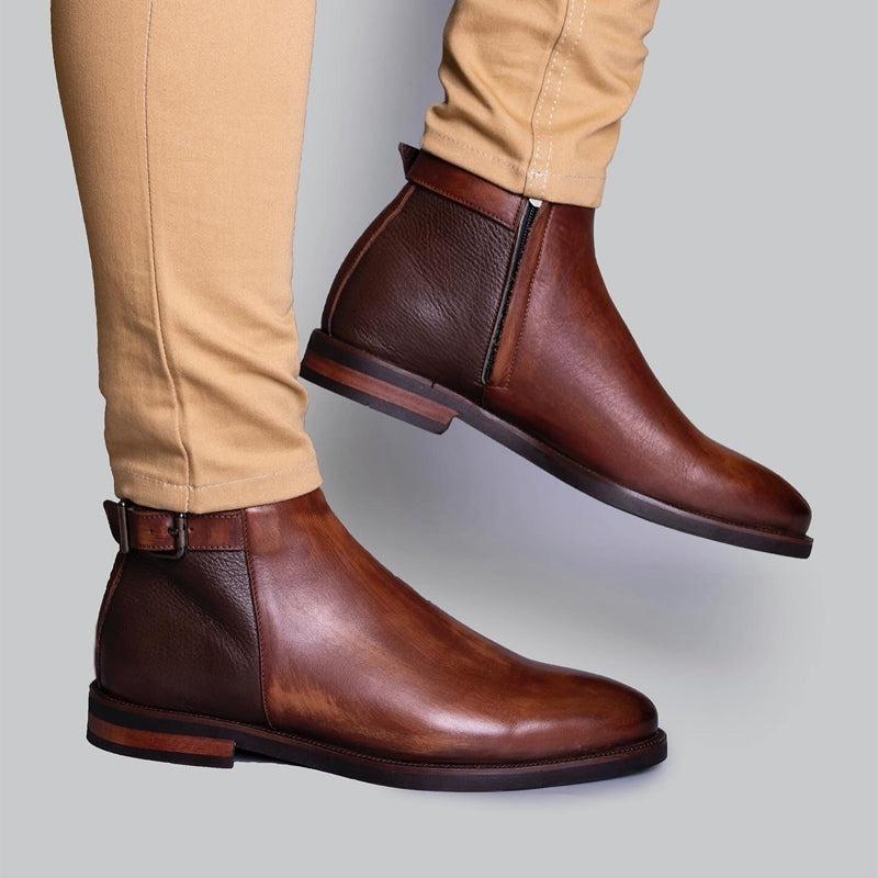 Gentleman's Martin Boots with High-Profile Side Zipper