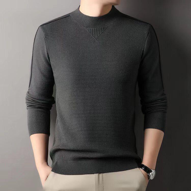 Men's Semi High Neck Autumn And Winter Casual Sweater Knitted Sweater