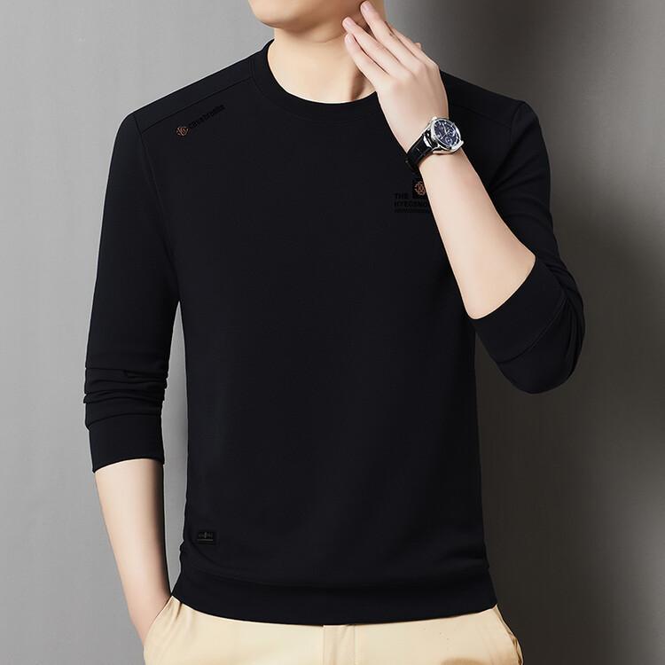 Men's Long Sleeved High-end Round Neck Casual Base Shirt