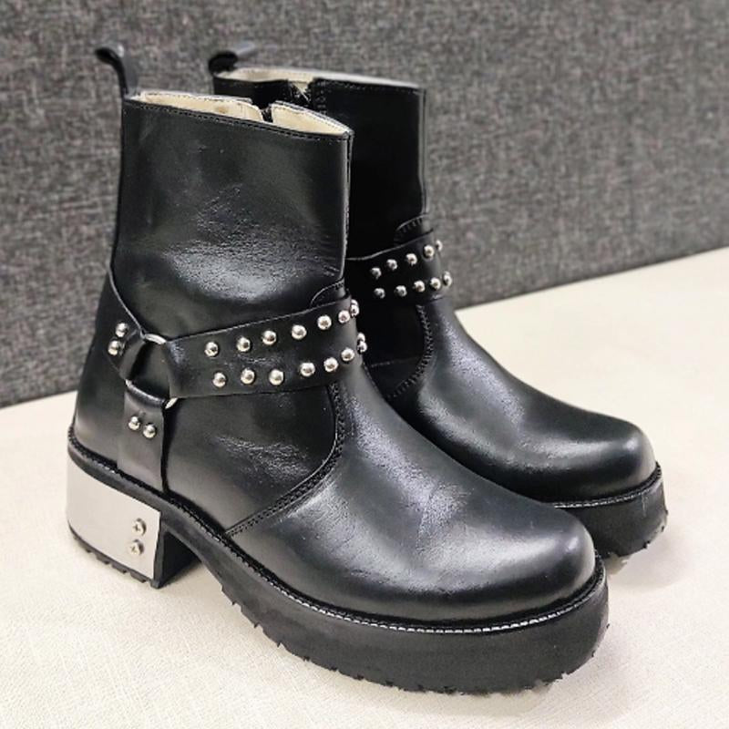 Retro Men's Boots Studded High Heel Western Boots