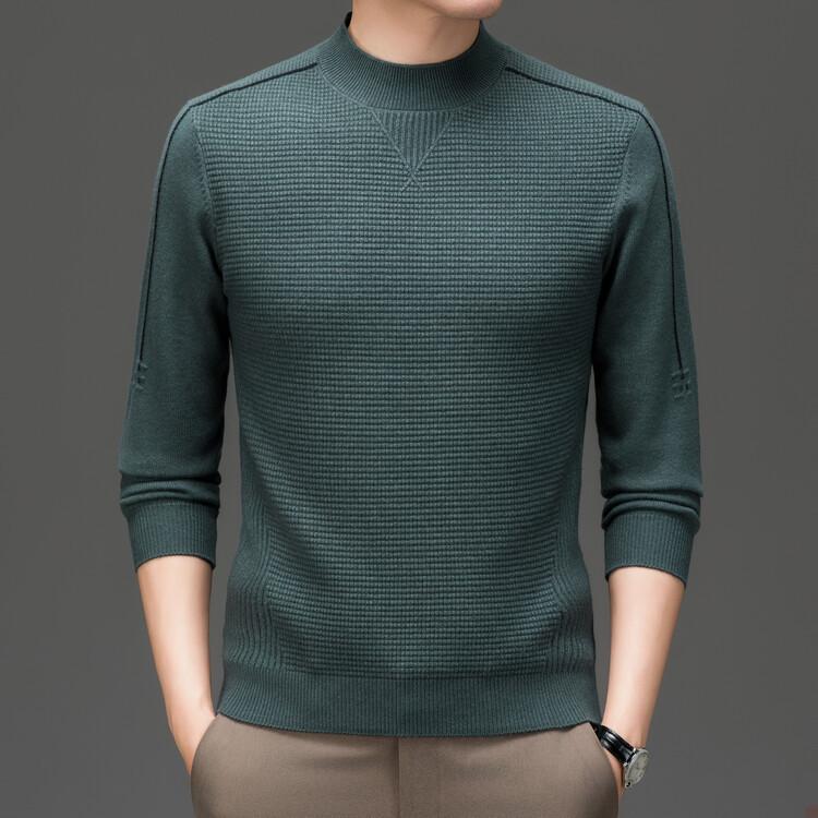 Men's Semi High Neck Autumn And Winter Casual Sweater Knitted Sweater